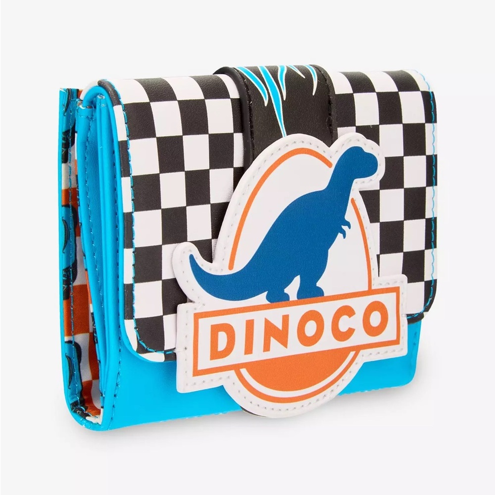 Loungefly Disney Pixar Cars Lightning McQueen Dinoco Checkered Wallet - Picture 2 of 5